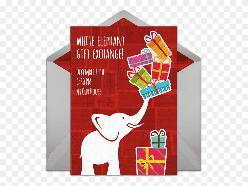 535x572 Descargar Png White Elephant Gift Exchange Online Invitación De Despedida Pizarra, Etiqueta, Texto, Cartel Hd Png