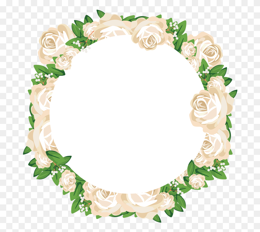 694x689 Белый Цветочный Венок Садовые Розы, Цветочный Дизайн, Узор, Графика Hd Png Скачать