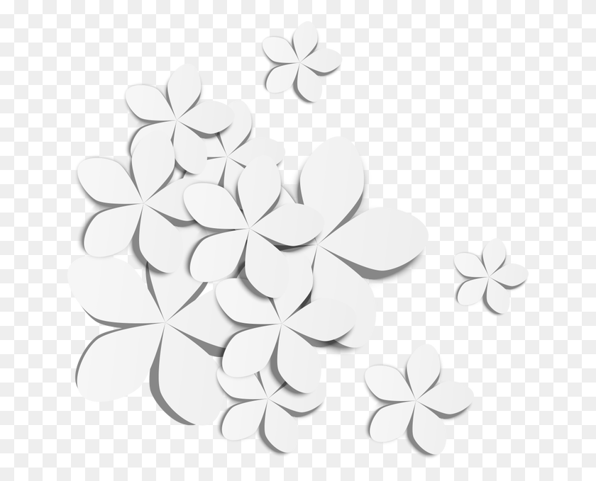 650x619 White Flowers Transprent Free Symmetry White Flower Vector, Floral Design, Pattern, Graphics HD PNG Download
