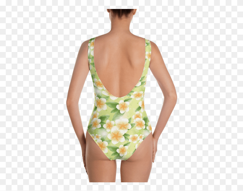 386x601 White Frangipani Flowers On A Green Background One Piece Yellow One Piece Swimsuit, Clothing, Apparel, Swimwear HD PNG Download