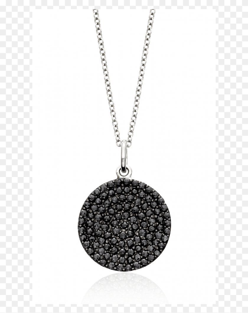 623x1001 White Gold Pave Disc Pendant With Black Rose Cut Locket, Accessories, Accessory, Jewelry HD PNG Download