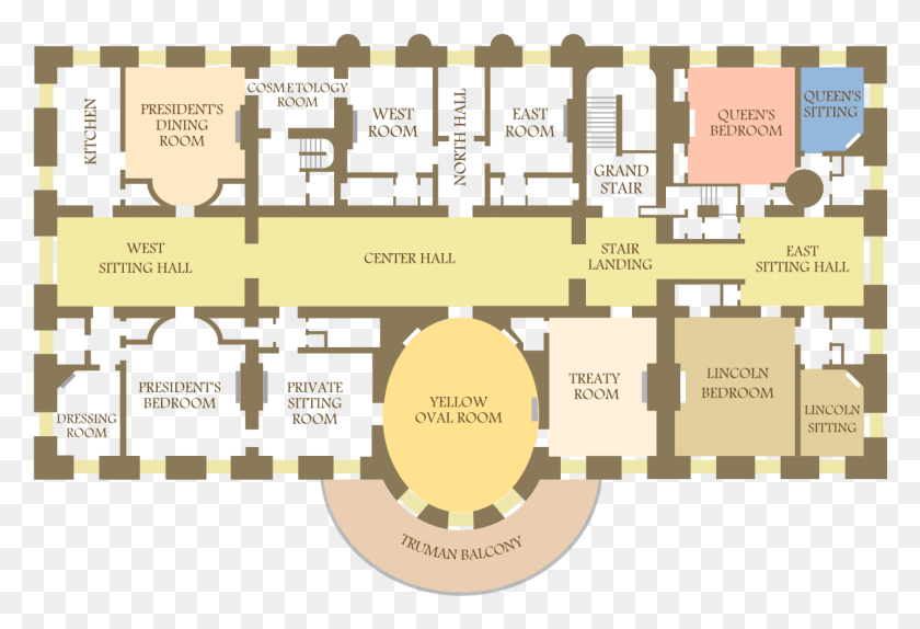 1259x831 White House Floorplan2 White House Map Second Floor, Diagram, Plan, Plot HD PNG Download