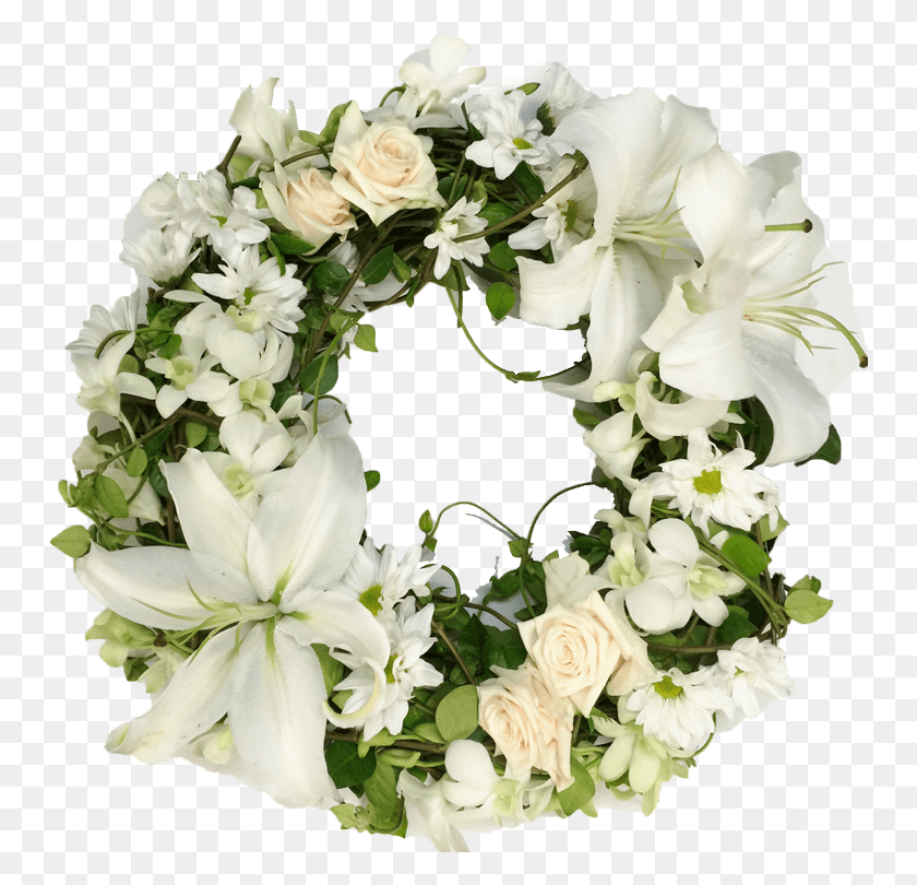 750x750 White Lily Wreath White Flower Wreath, Plant, Flower, Blossom HD PNG Download