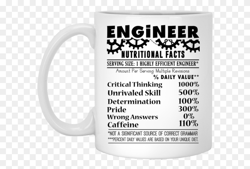 595x510 White Mug Engineering Gifts Engineer Nutritional Facts Beer Stein, Coffee Cup, Cup, Flyer HD PNG Download