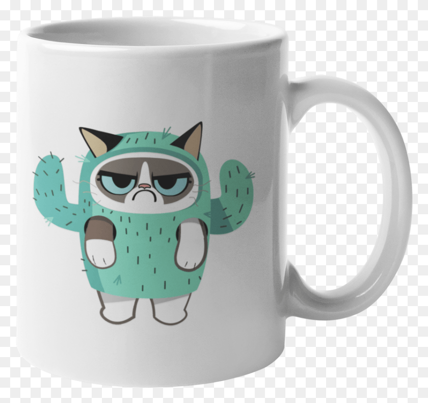 833x780 White Mug Grumpy Cat Cactus Mug, Coffee Cup, Cup, Cat HD PNG Download