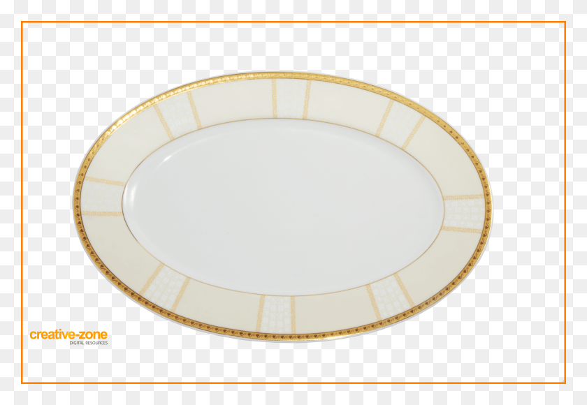 6030x4020 White Plate With Golden Framing Transparent Circle HD PNG Download