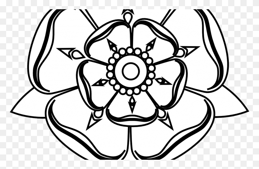 1368x855 White Rose Outline Images Tudor Rose Clip Art, Machine, Gear, Wheel HD PNG Download