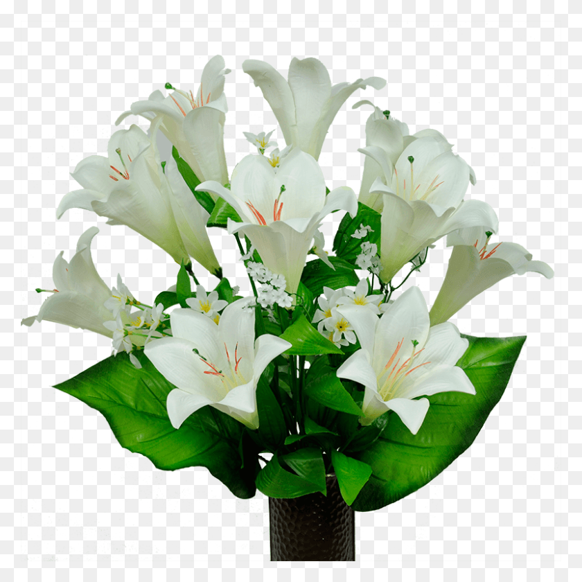 800x800 White Satin Lily Flower In Vase, Plant, Flower, Blossom HD PNG Download