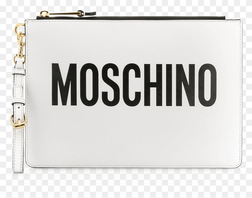 1164x898 White Signature Leather Clutch Moschino, Word, Text, Transportation HD PNG Download