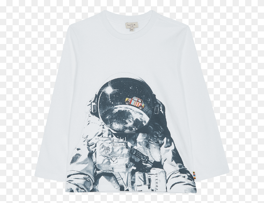 623x586 White Steven Spaceman T Shirt Paul Smith Junior Boys Cotton Steven Top, Clothing, Apparel, Sleeve HD PNG Download