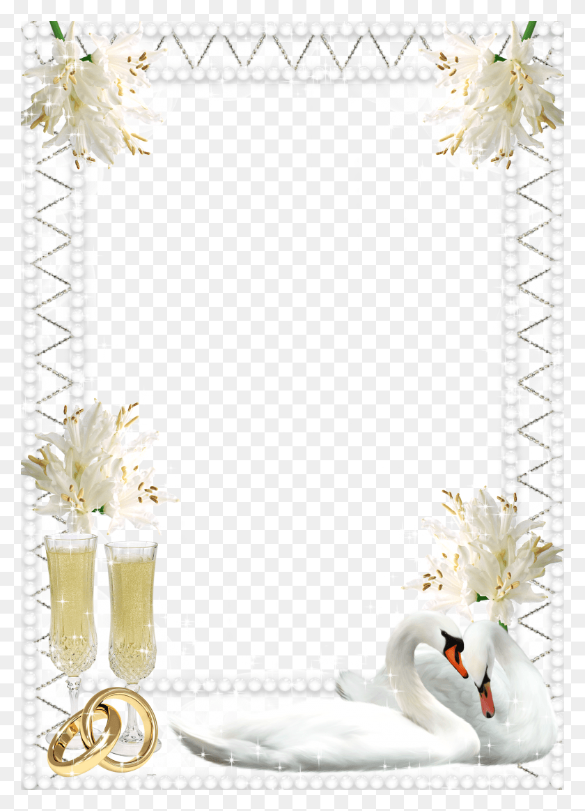 1885x2666 Белые Лебеди Свадебная Рамка Photoshop Свадебная Рамка Psd, Plant, Graphics Hd Png Download