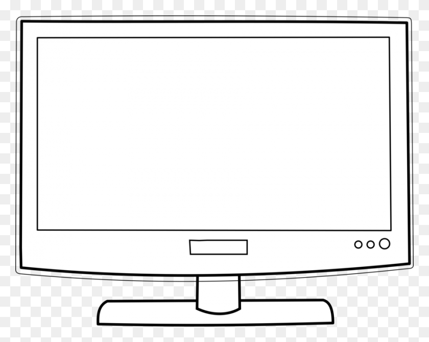 900x703 White Tv Screen Clipart Tv Clipart Black And White, Monitor, Electronics, Display HD PNG Download