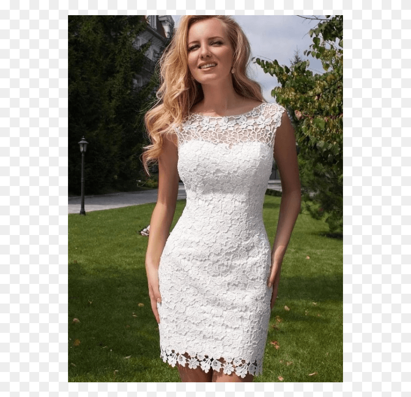 563x751 White Wedding Dress White Lace Wedding Dress Lace Short Beach Wedding Dresses, Clothing, Apparel, Person HD PNG Download