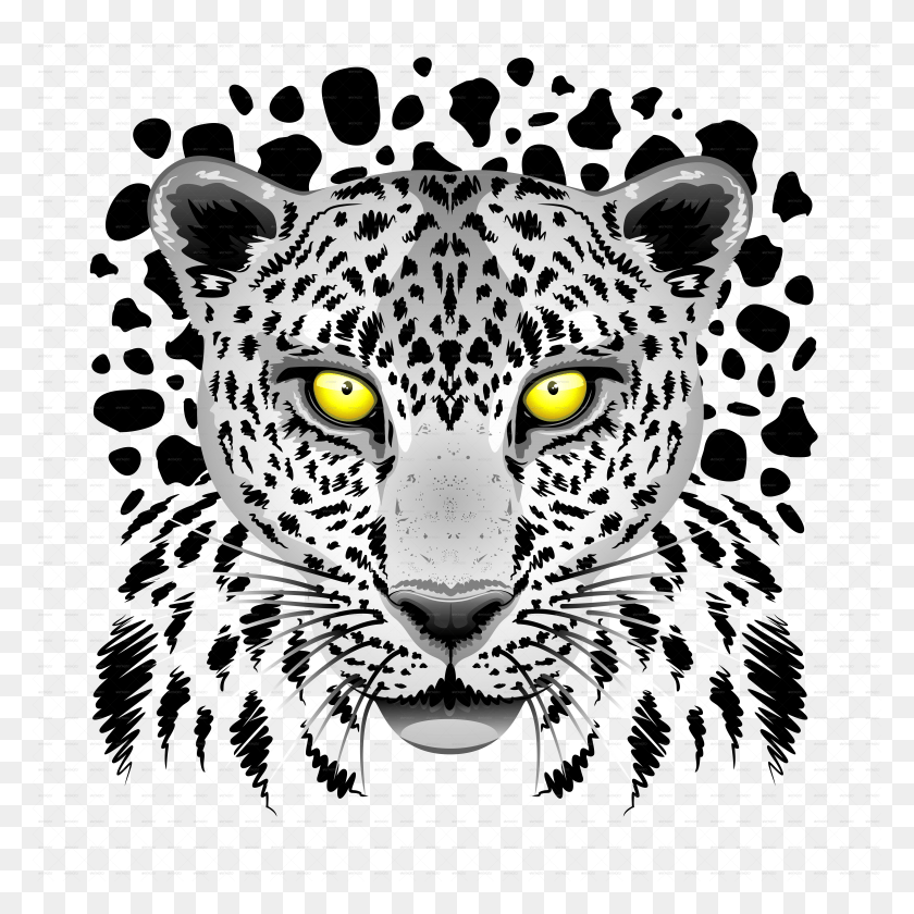 6500x6500 White With Yellow Eyes By Bluedarkat Graphicriver Panther Snow Leopard Tiger HD PNG Download