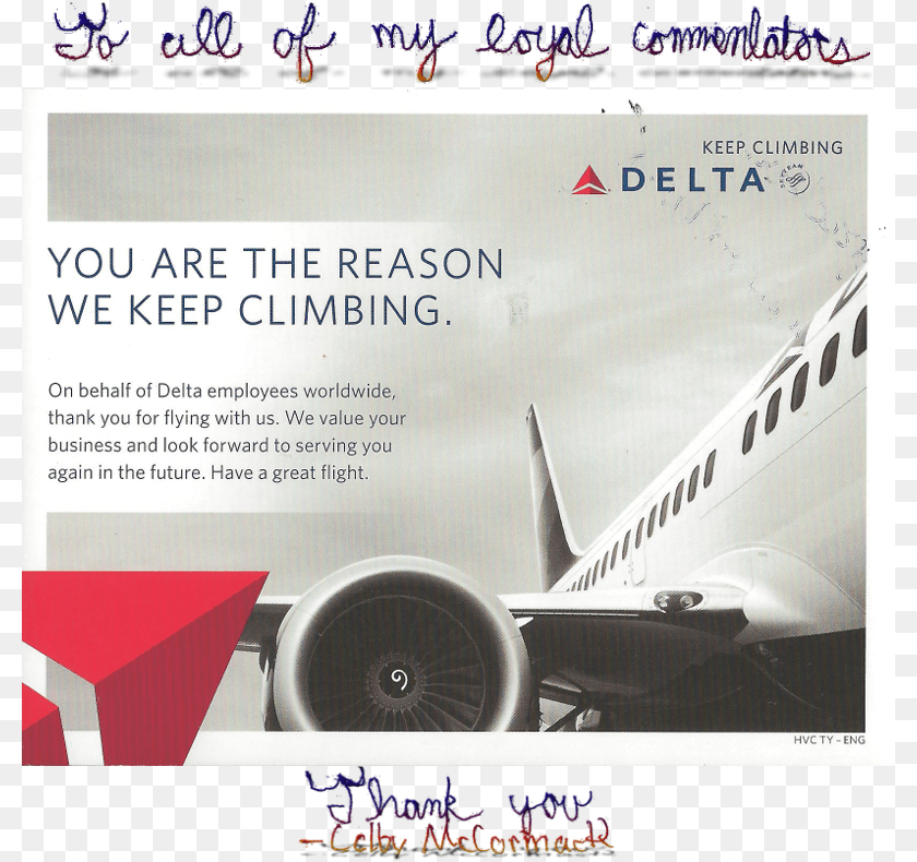 800x790 Who Doesn39t Love A Handwritten Thank You Card For All Delta Wing, Advertisement, Poster, Aircraft, Airliner Sticker PNG