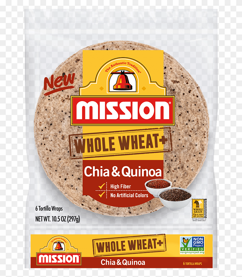 673x904 Whole Wheat Chia Amp Quinoa Tortilla Wraps Mission Tortilla Chips, Bread, Food, Pancake HD PNG Download