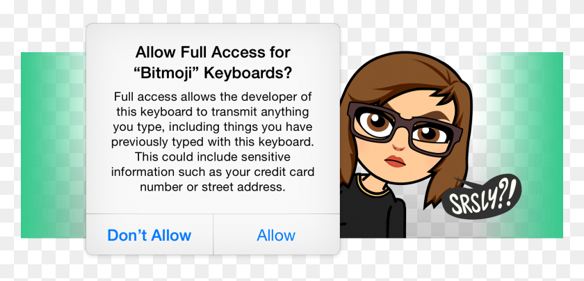 1730x764 Why Do I Need To Allow Full Access To Use Bitmoji Keyboard Cartoon, Text, Person, Human HD PNG Download