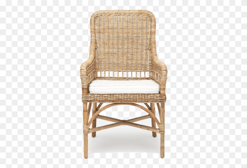 303x513 Wicker Arm Chair With Cushion Front View Chair, Furniture, Armchair, Rocking Chair HD PNG Download