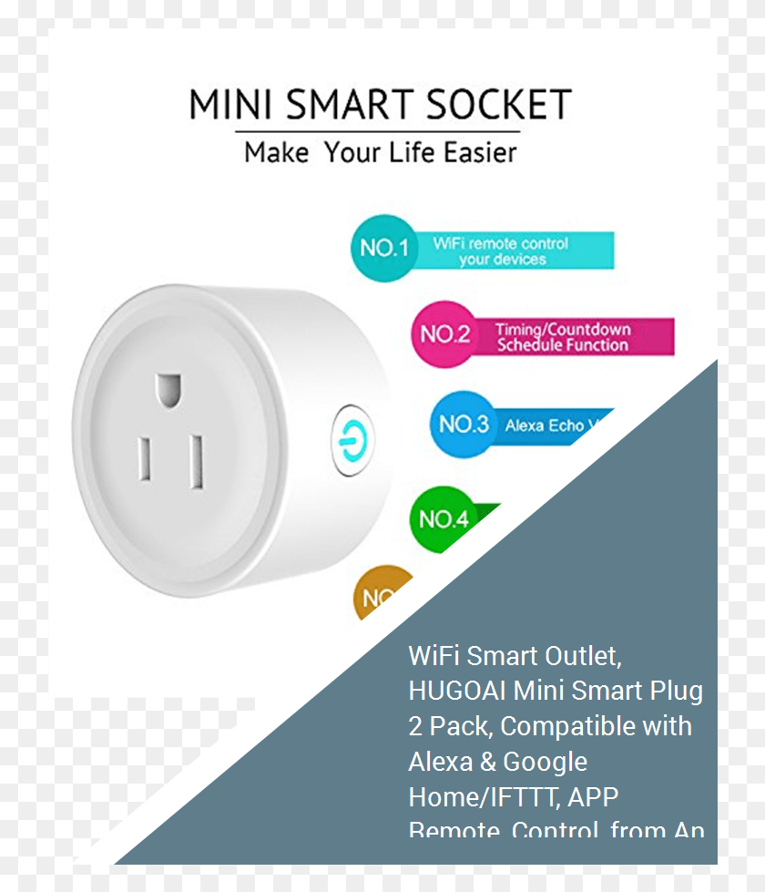 736x919 Wifi Smart Outlet Hugoai Mini Smart Plug 2 Pack Совместимая Брошюра, Флаер, Плакат, Бумага Hd Png Скачать