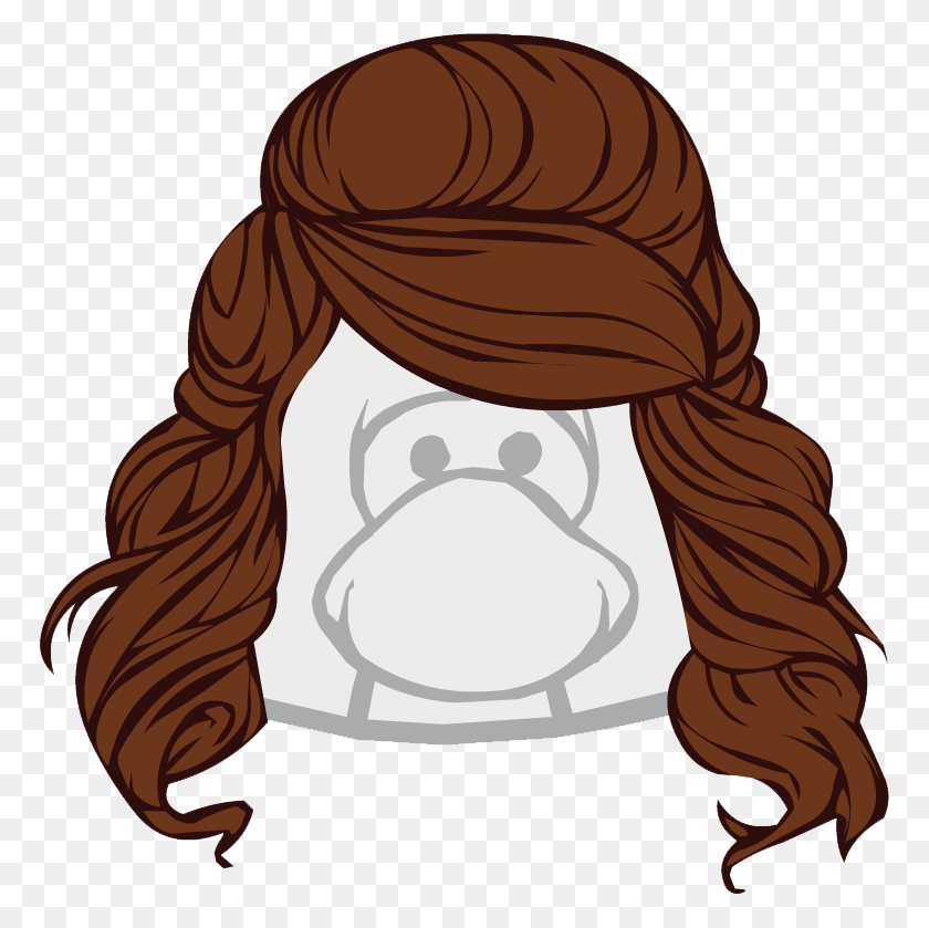 768x779 Wig Clipart Brunette Hair Club Penguin Hats, Clothing, Apparel, Headband HD PNG Download