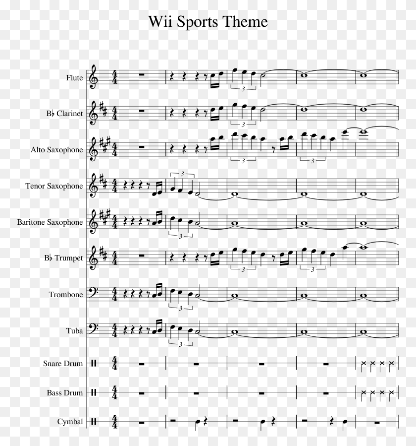 773x839 Wii Sports Theme Sheet Music For Flute Clarinet Alto Wii Theme Song Flute, Gray, World Of Warcraft HD PNG Download