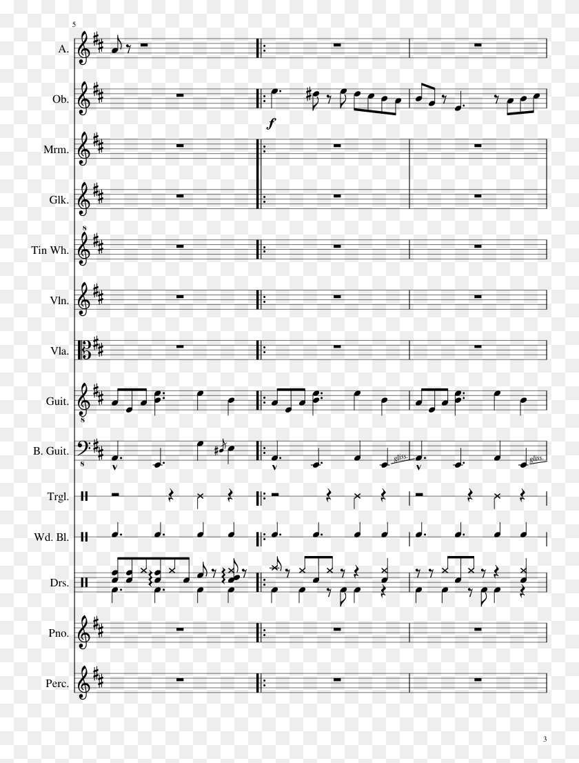 751x1046 Wild Woods Sheet Music 3 Of 17 Pages Mario Kart 8 Wild Woods Sheet Music, Gray, World Of Warcraft HD PNG Download