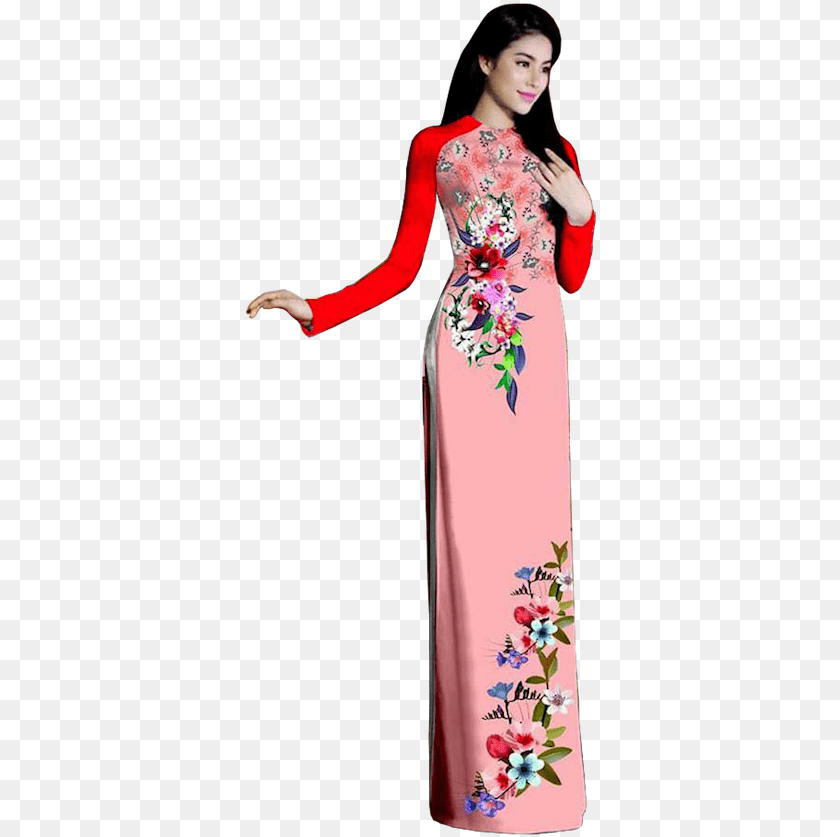357x837 Wilderness Melon Ao Dai, Adult, Sleeve, Person, Long Sleeve Sticker PNG