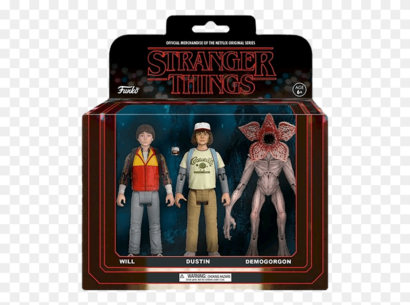 507x566 Will Dustin And Demogorgon 3 Pack Action Figure Set Pop Vinyl Stranger Things, Poster, Advertisement, Person HD PNG Download