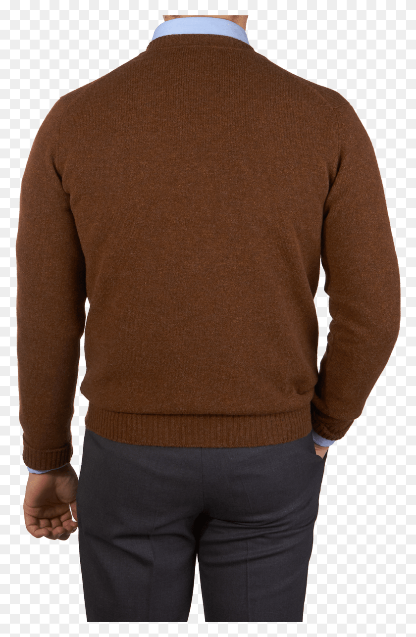 1052x1655 William Lockie Brown Crew Neck Lambswool Sweater Back Sweater, Clothing, Apparel, Sweatshirt HD PNG Download