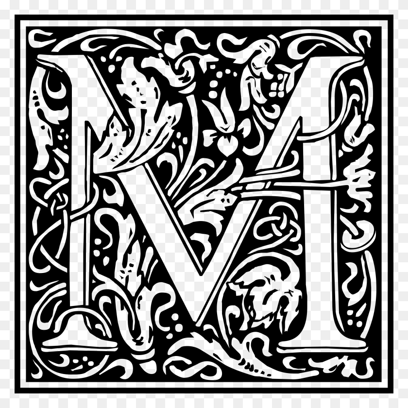 2400x2400 William Morris Letter M Medieval M, Gray, World Of Warcraft HD PNG Download