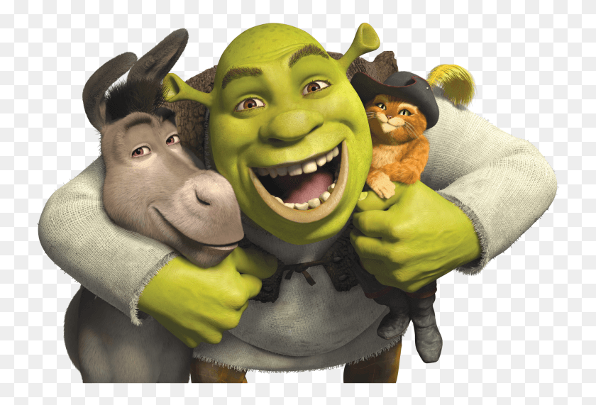 739x511 Win A Shrek Anniversary 4 Movie Collection On Blu Ray Shrek Donkey And Puss, Animal, Mammal, Clothing HD PNG Download
