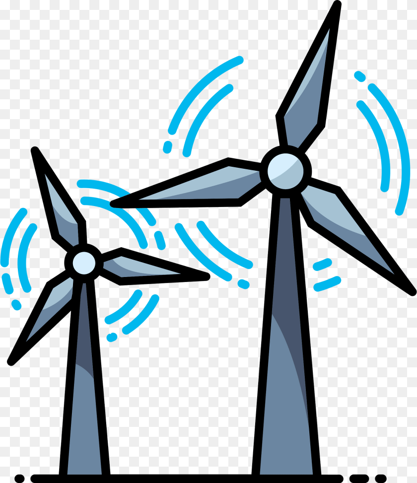 Wind Turbine Clipart, Engine, Machine, Motor, Wind Turbine Sticker PNG