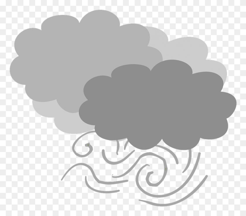 894x779 Windcloudygray Cloudsweather Forecastcloudsstorm Nube Con Viento, Text, Nature, Graphics HD PNG Download