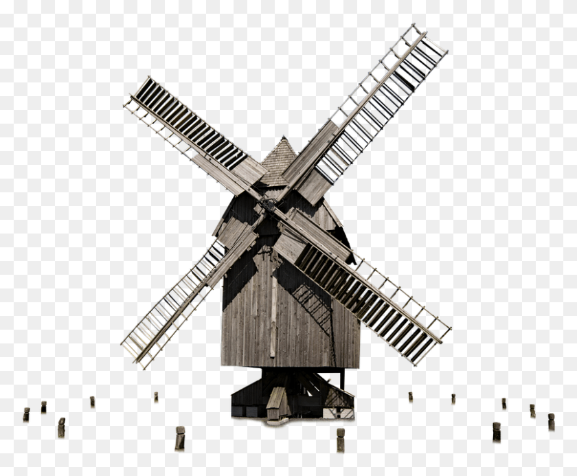 805x654 Windmill Isolated Old Turn Wind Power Mill Windmill, Construction Crane, Engine, Motor HD PNG Download