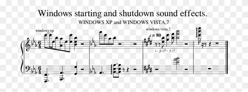 708x252 Windows Starting And Shutdown Sound Effects Sheet Music Sheet Music, Gray, World Of Warcraft HD PNG Download