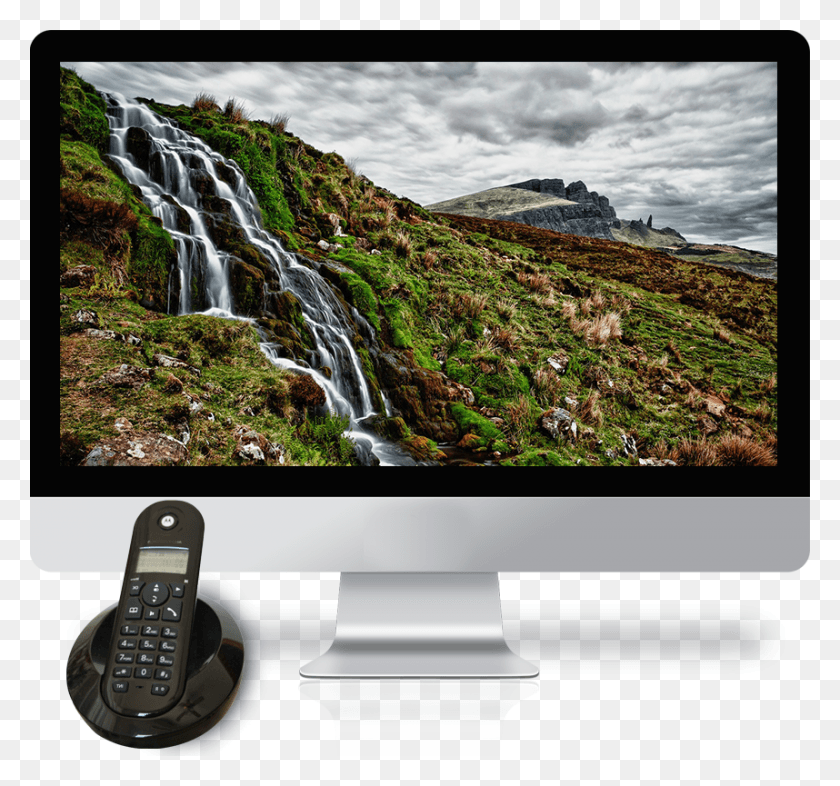 858x799 Windstream Home Phone Service Waterfall In Mountain, Monitor, Screen, Electronics HD PNG Download
