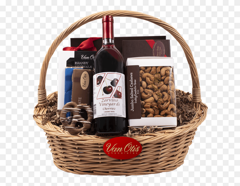 623x591 Wine Basket Mishloach Manot, Beverage, Drink, Alcohol HD PNG Download