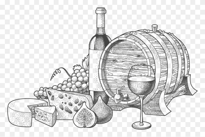 1027x660 Wine Blue Cheese Illustration Hand Painted And Cheese And Wine Clipart, Alcohol, Beverage, Drink HD PNG Download