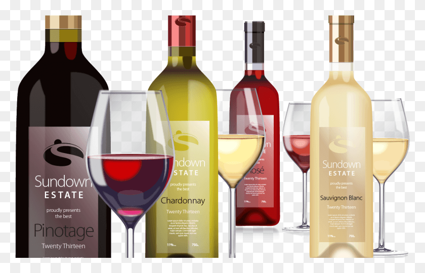 1354x834 Wine Bottles And Glasses 2 Vector Glass Bottle, Alcohol, Beverage, Drink HD PNG Download