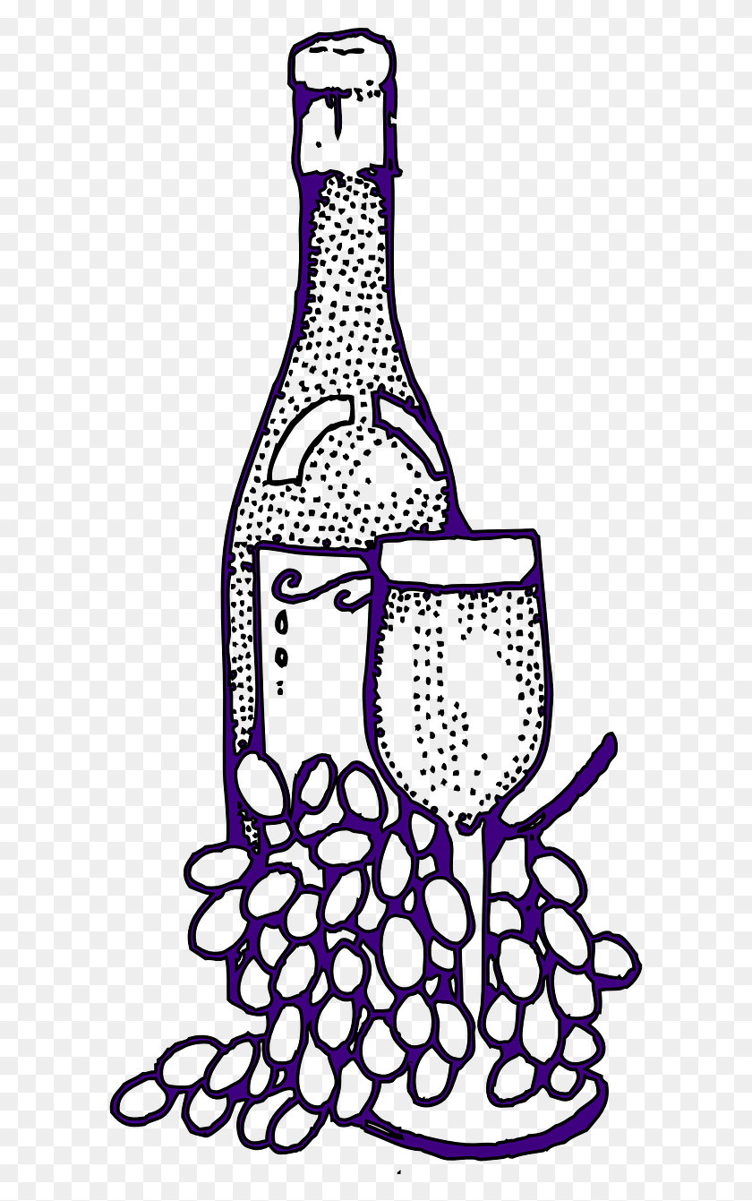 601x1281 Wine Grapes Glass Bottle Image Wine Bottle Drawing, Beverage, Drink, Alcohol HD PNG Download