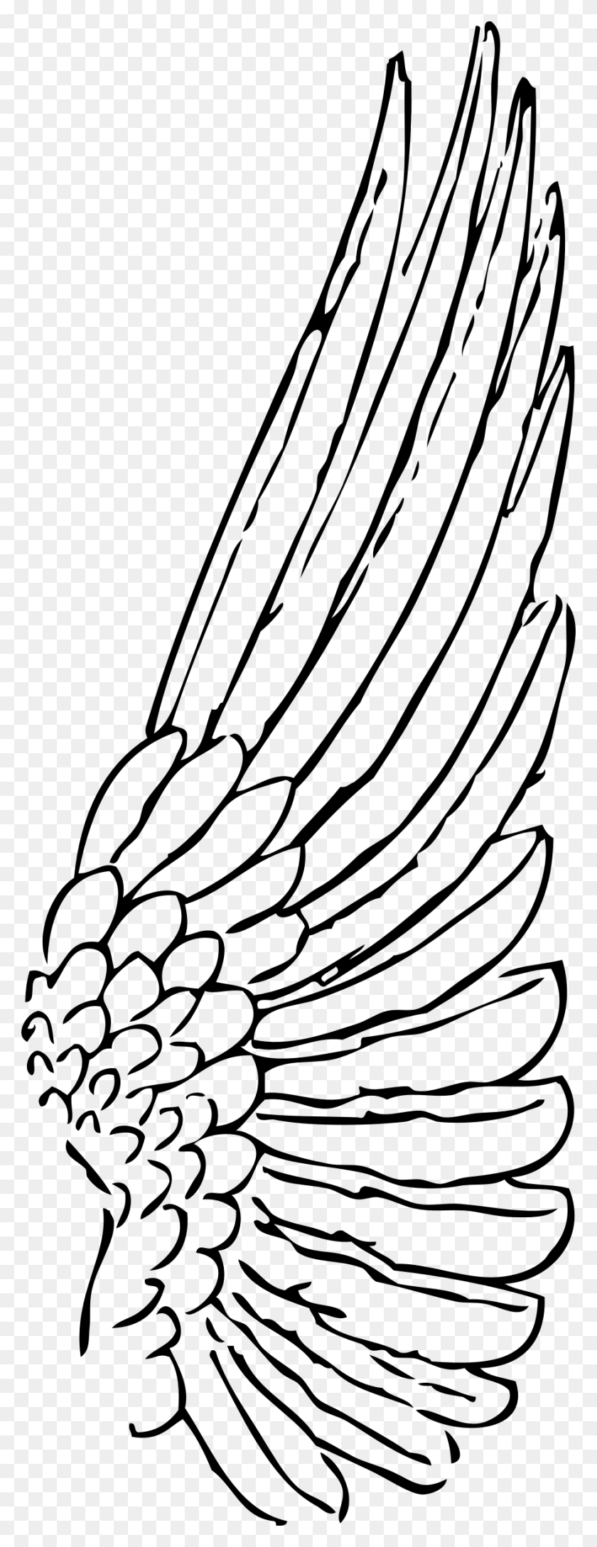 884x2400 Wing One Angel Wing Clipart, Gray, World Of Warcraft HD PNG Download
