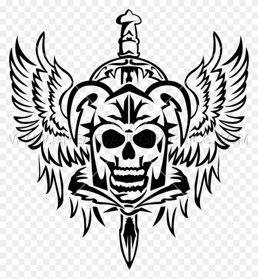 825x895 Wing Vector Skull Skulls With Wings Logo Transparent, Symbol, Emblem, Spider HD PNG Download