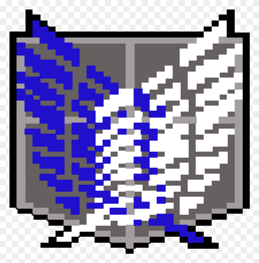 961x977 Wings Of Freedom Attack On Titan Pixel Art, Rug, Qr Code, Face HD PNG Download