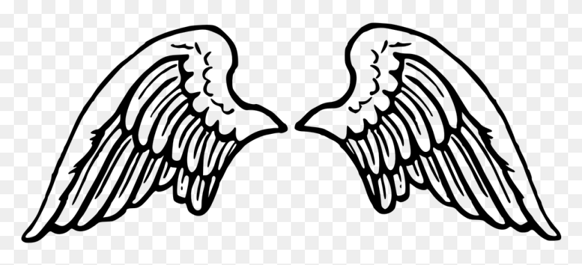961x397 Wings Tattoos Clipart Silhouette Angel Wings Clipart, Gray, World Of Warcraft HD PNG Download
