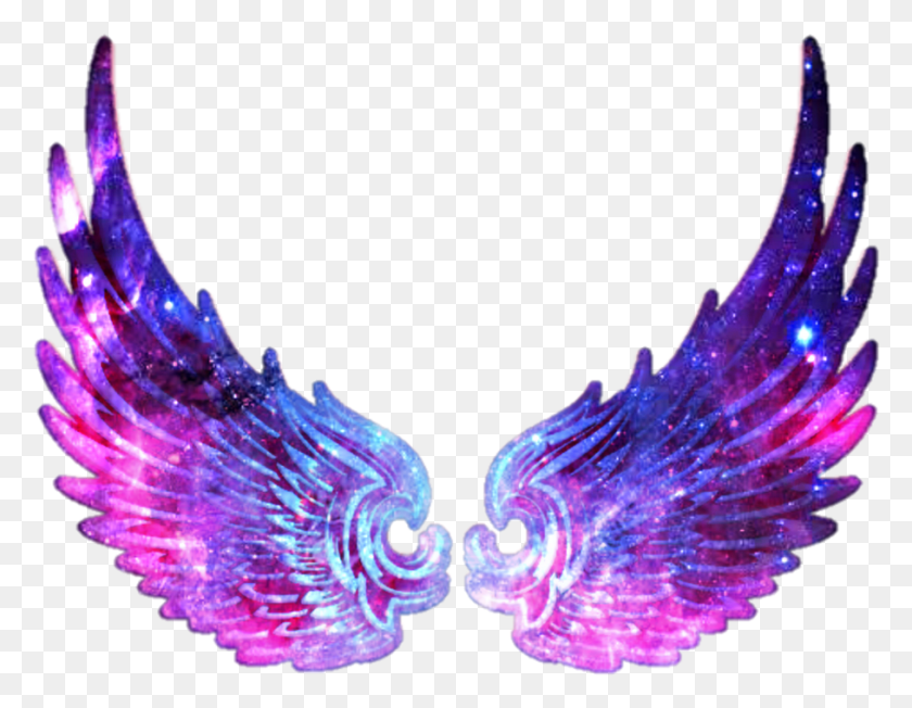 909x690 Descargar Png Wings Tumblr Galaxy Angel Fantasy Cute Bluewings Tiktok, Animal, Sea Life, Bird Hd Png