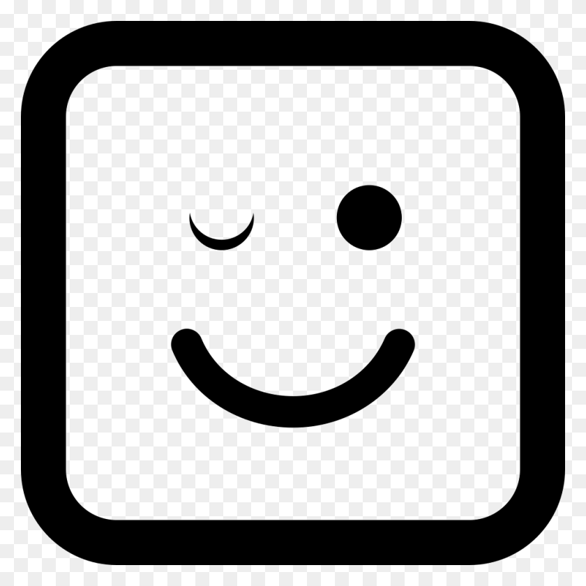 980x980 Wink Emoticon Of Rounded Square Face Comments 6 Icon, Symbol, Text, Stencil HD PNG Download