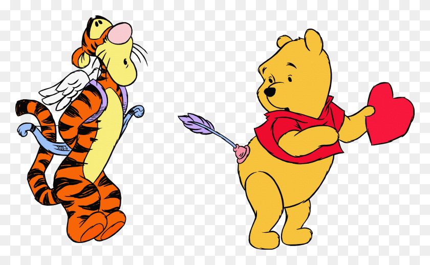 3543x2083 Winnie The Piglet Minnie Mouse Tigger Clip Disney Valentines Day Clipart HD PNG Download