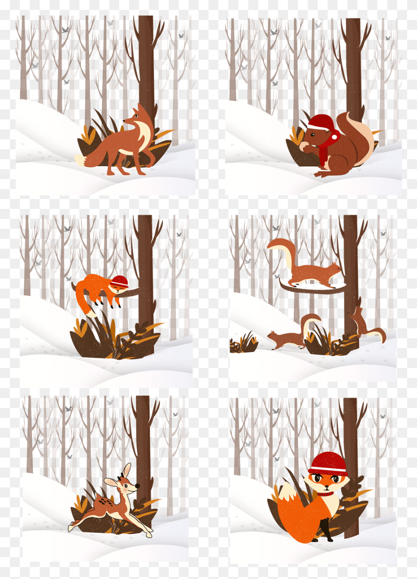 869x1231 Winter Elements Small Animals Animal Squirrels Chair, Collage, Poster, Advertisement HD PNG Download