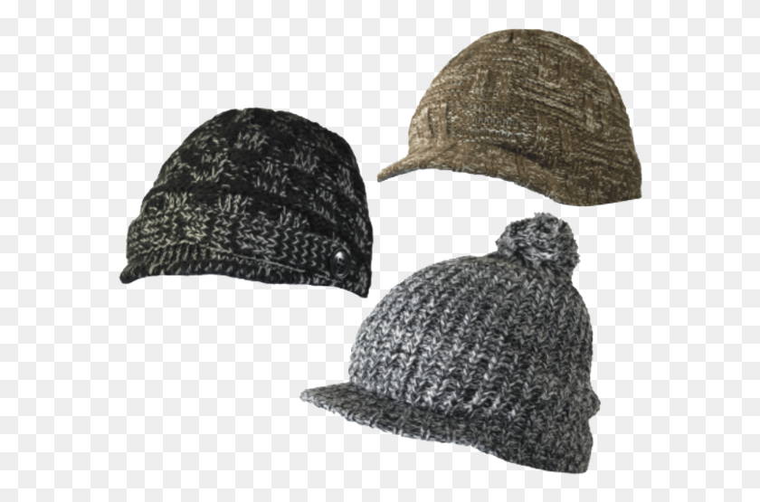 582x495 Winter Hats Ladies Knit Bill Hat Assorted Styles Knit Cap, Clothing, Apparel, Beanie HD PNG Download