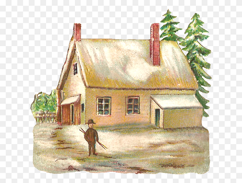 630x575 Winter House, Nature, Person, Human HD PNG Download